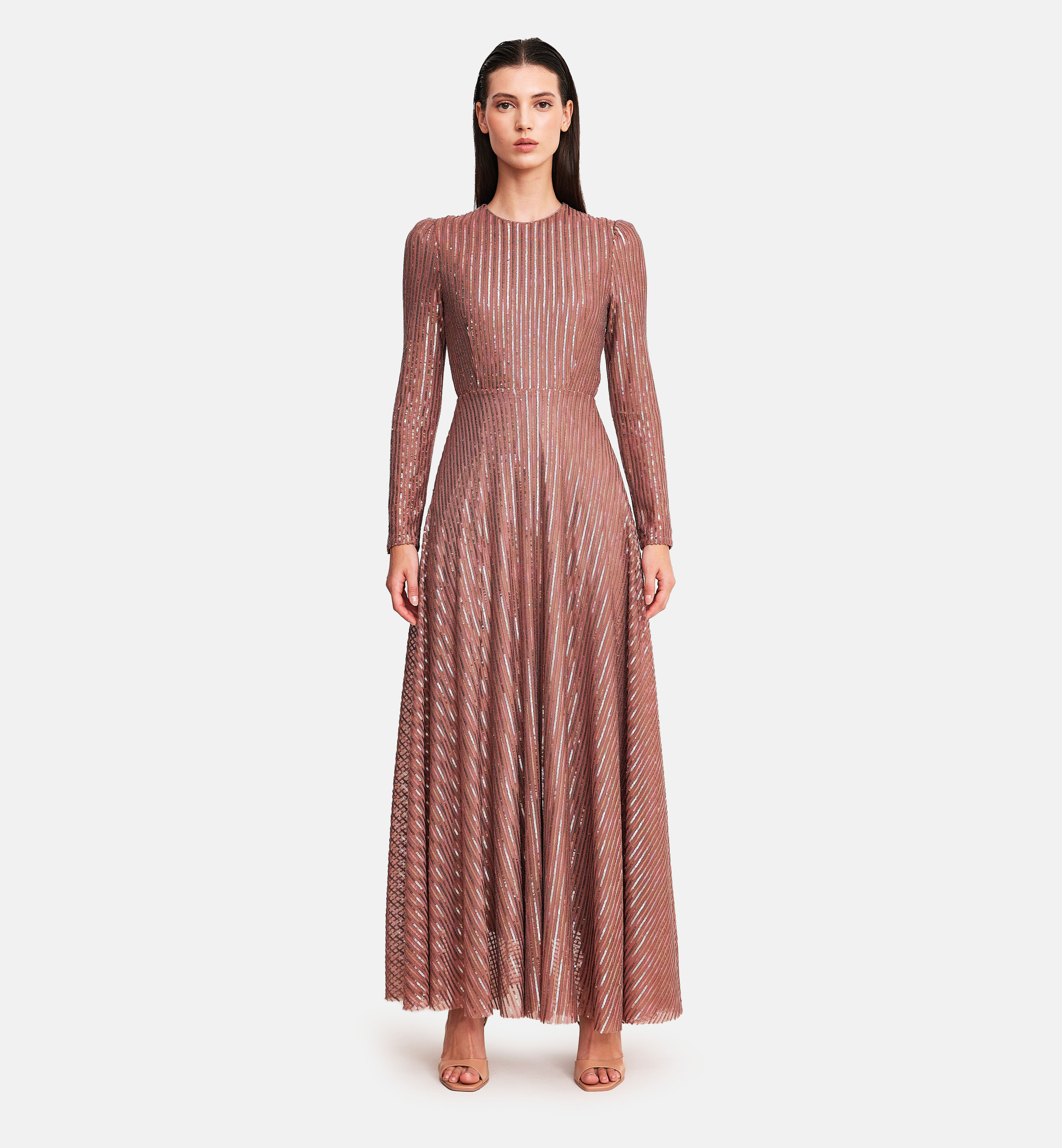 sequins lines midi dress, pink