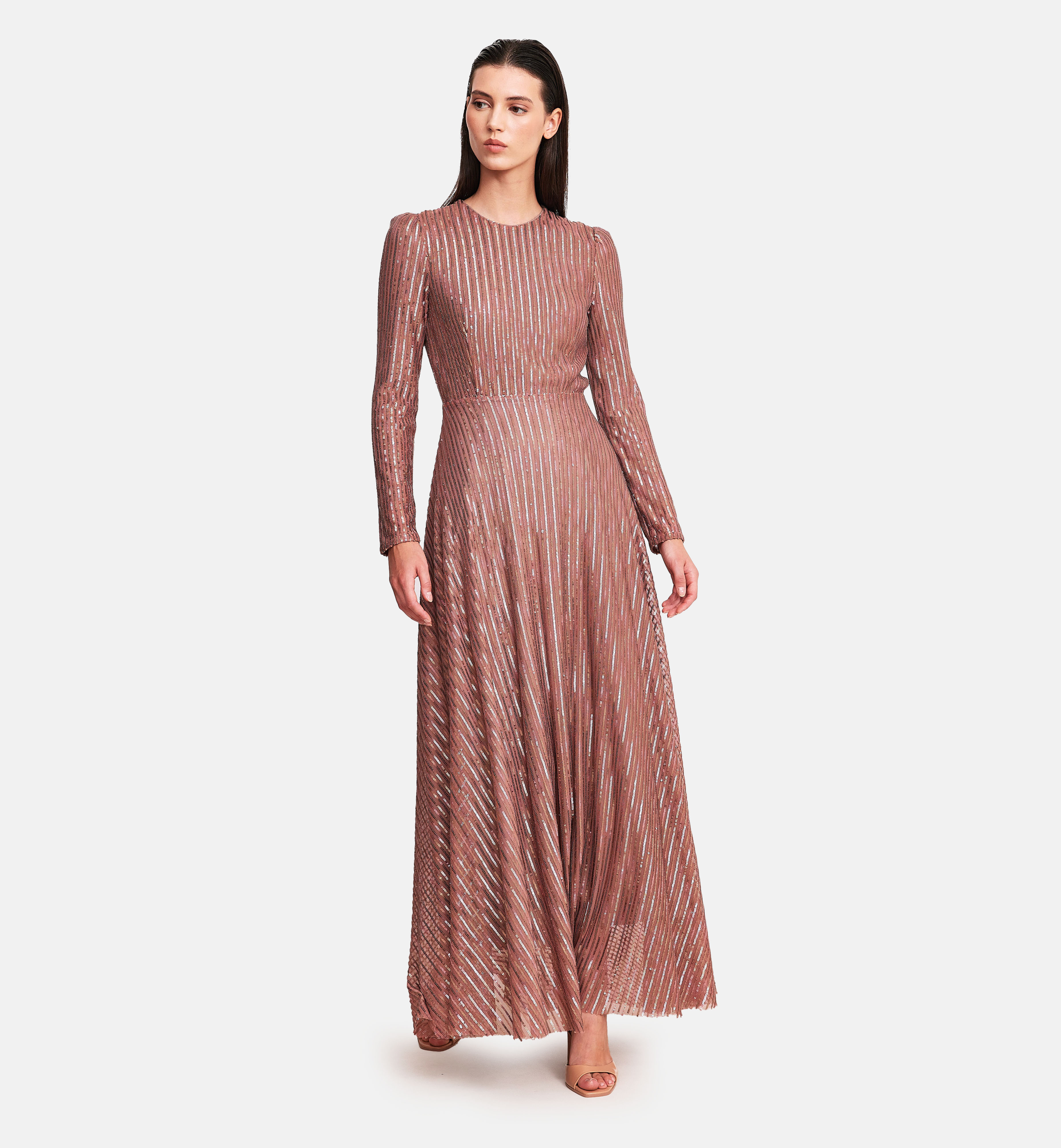 sequins lines midi dress, pink