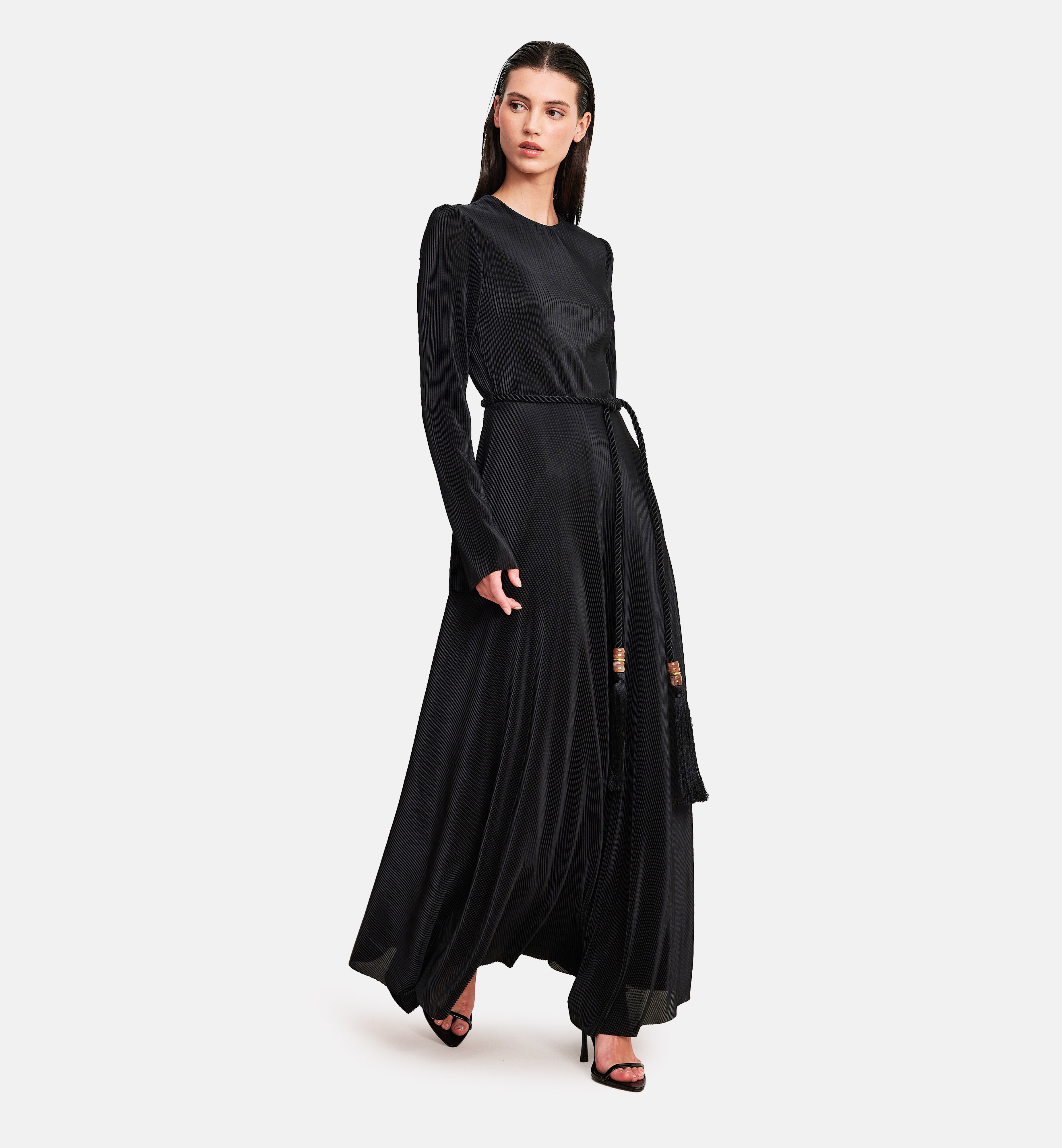 Fleece midi dress, black