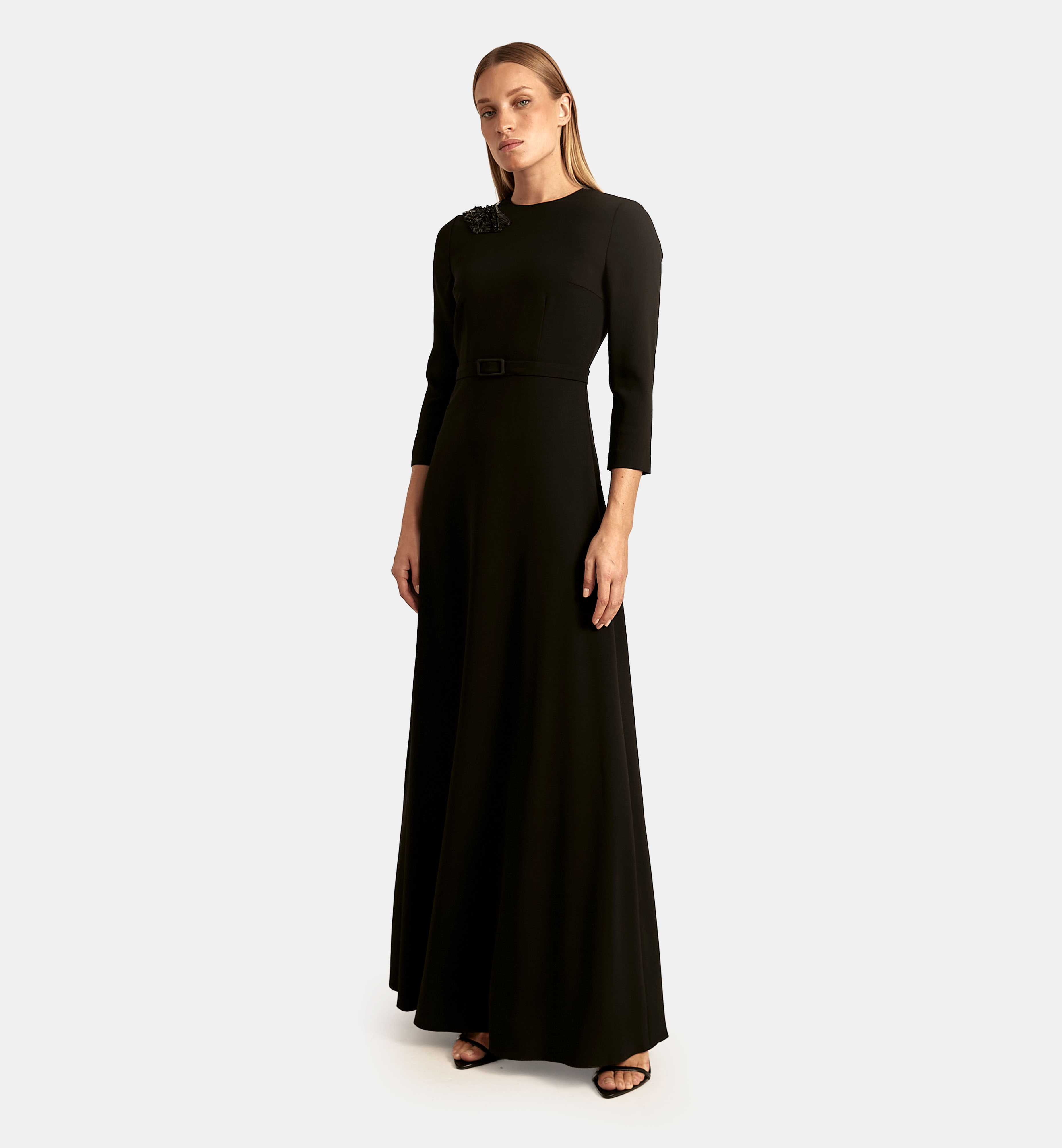 A-Line Woven Dress maxi, Black