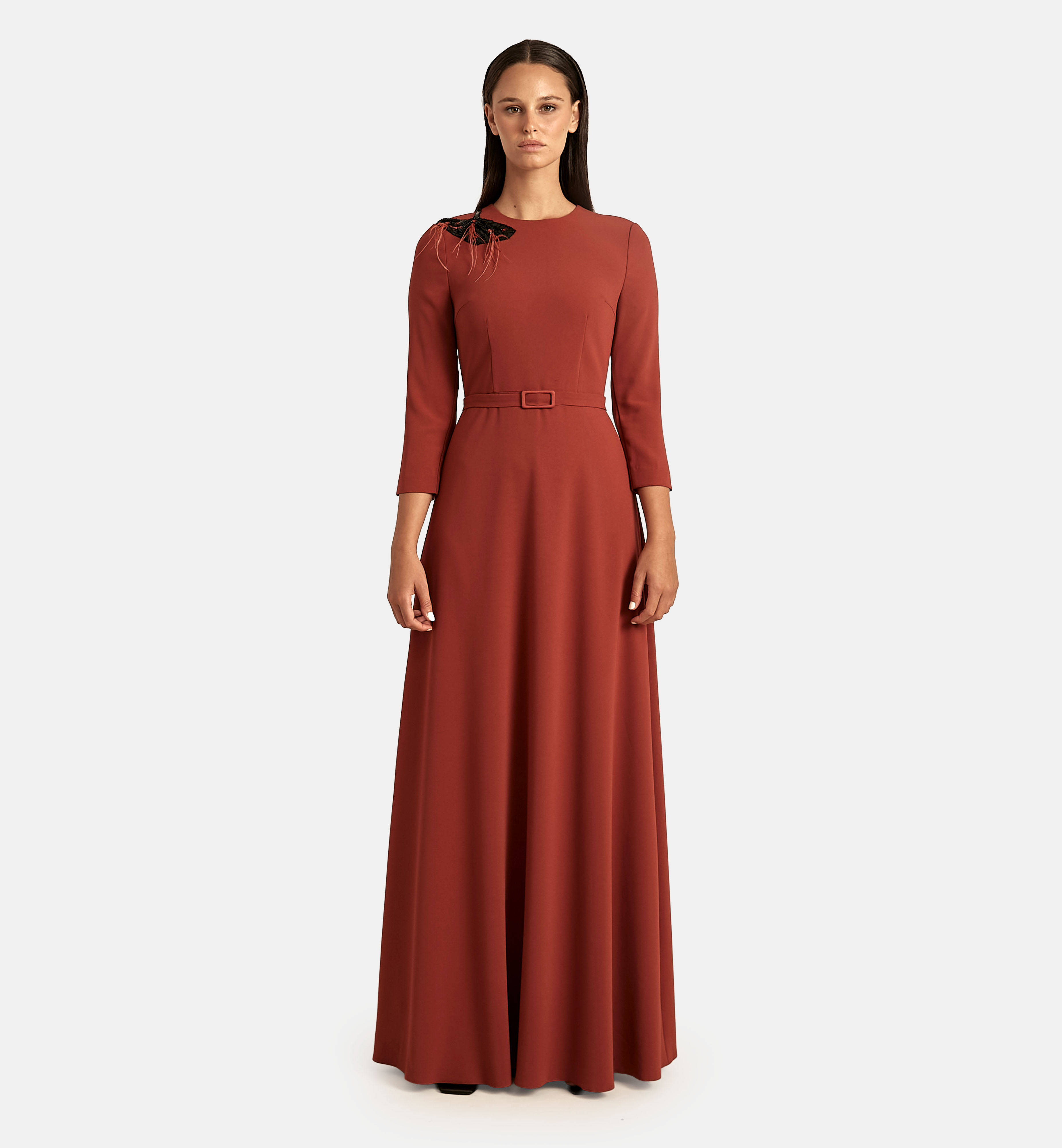 A-Line Woven Dress maxi, Terra