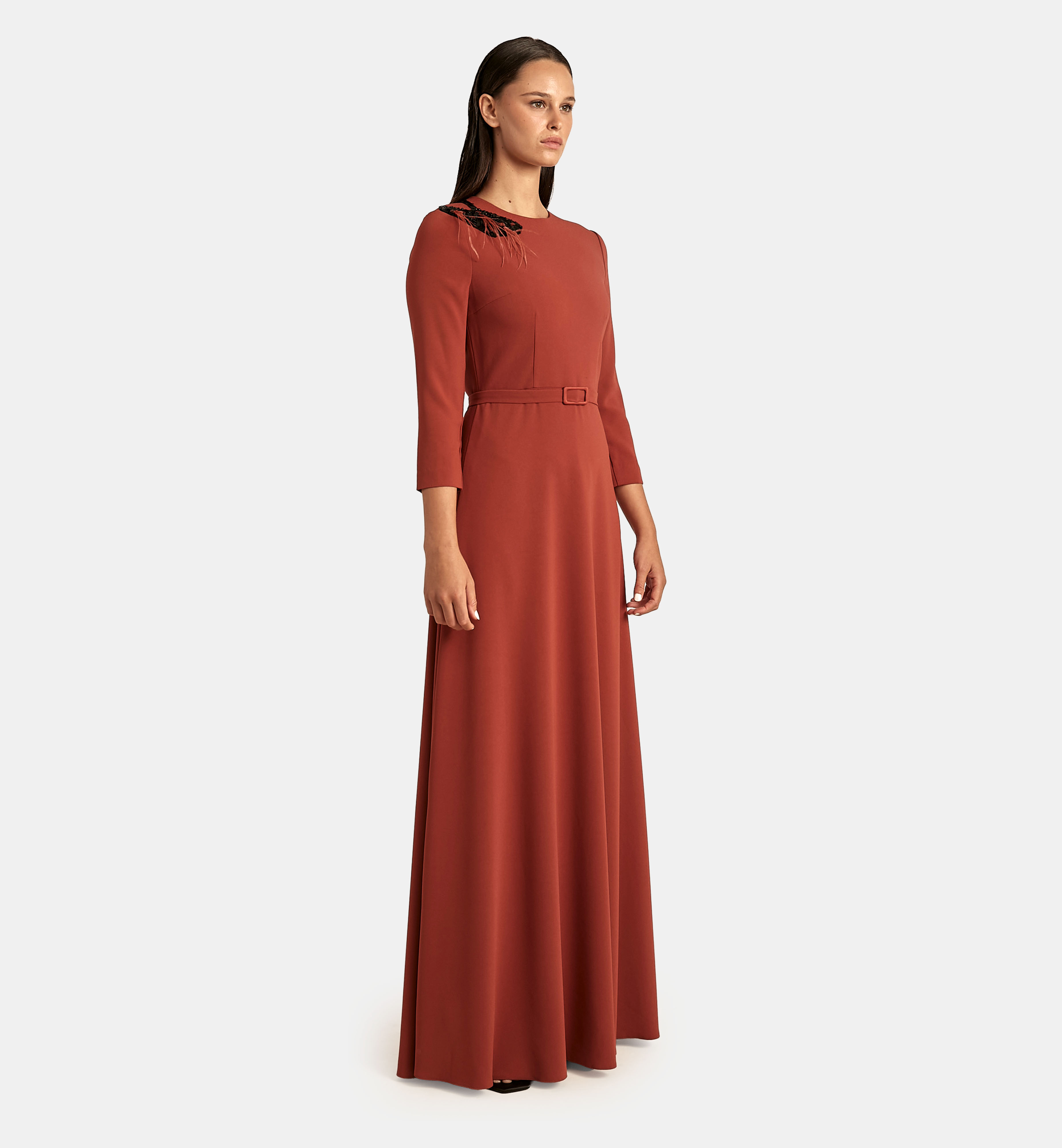 A-Line Woven Dress maxi, Terra