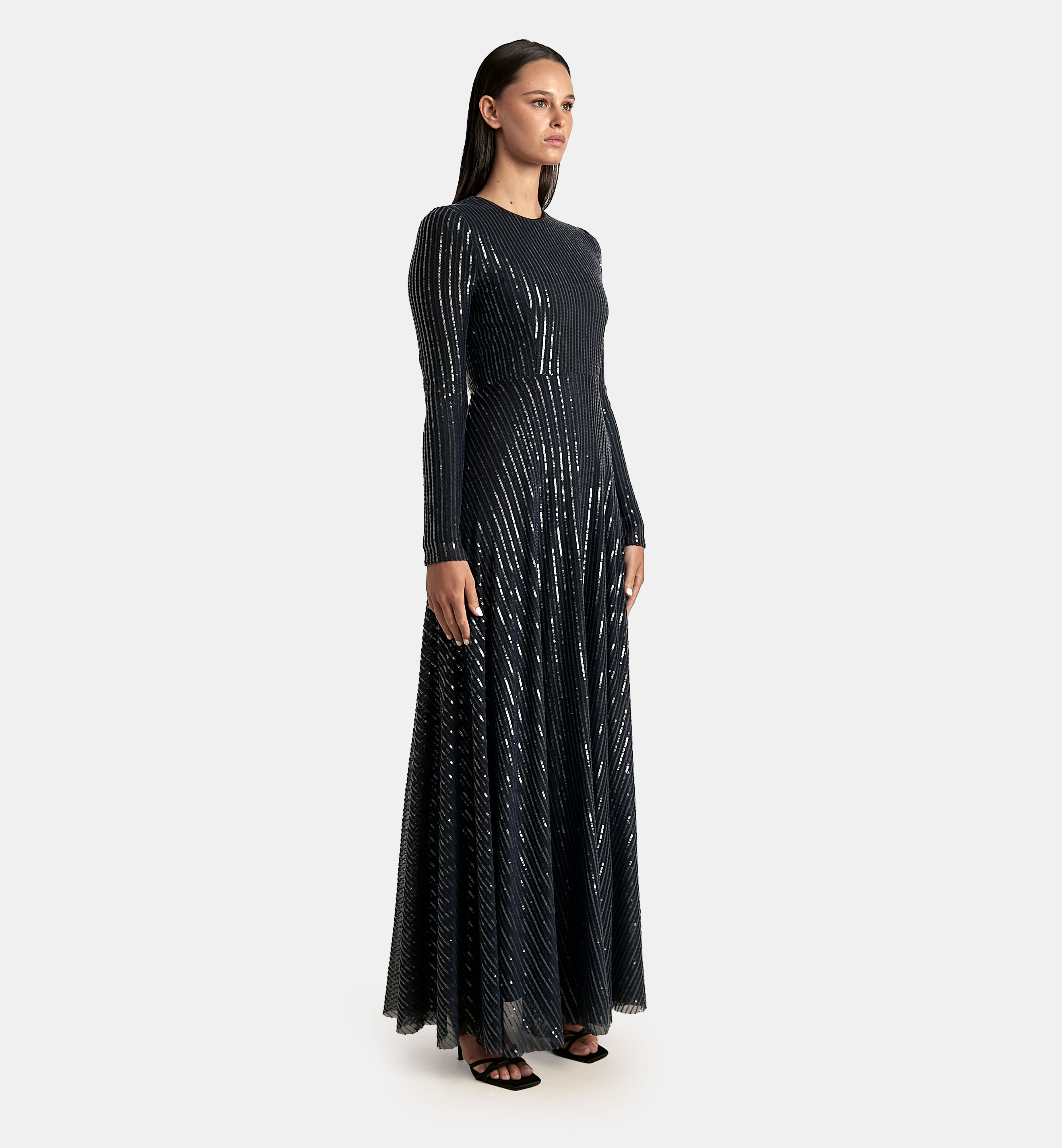 Sequins lines Dress maxi, Blue