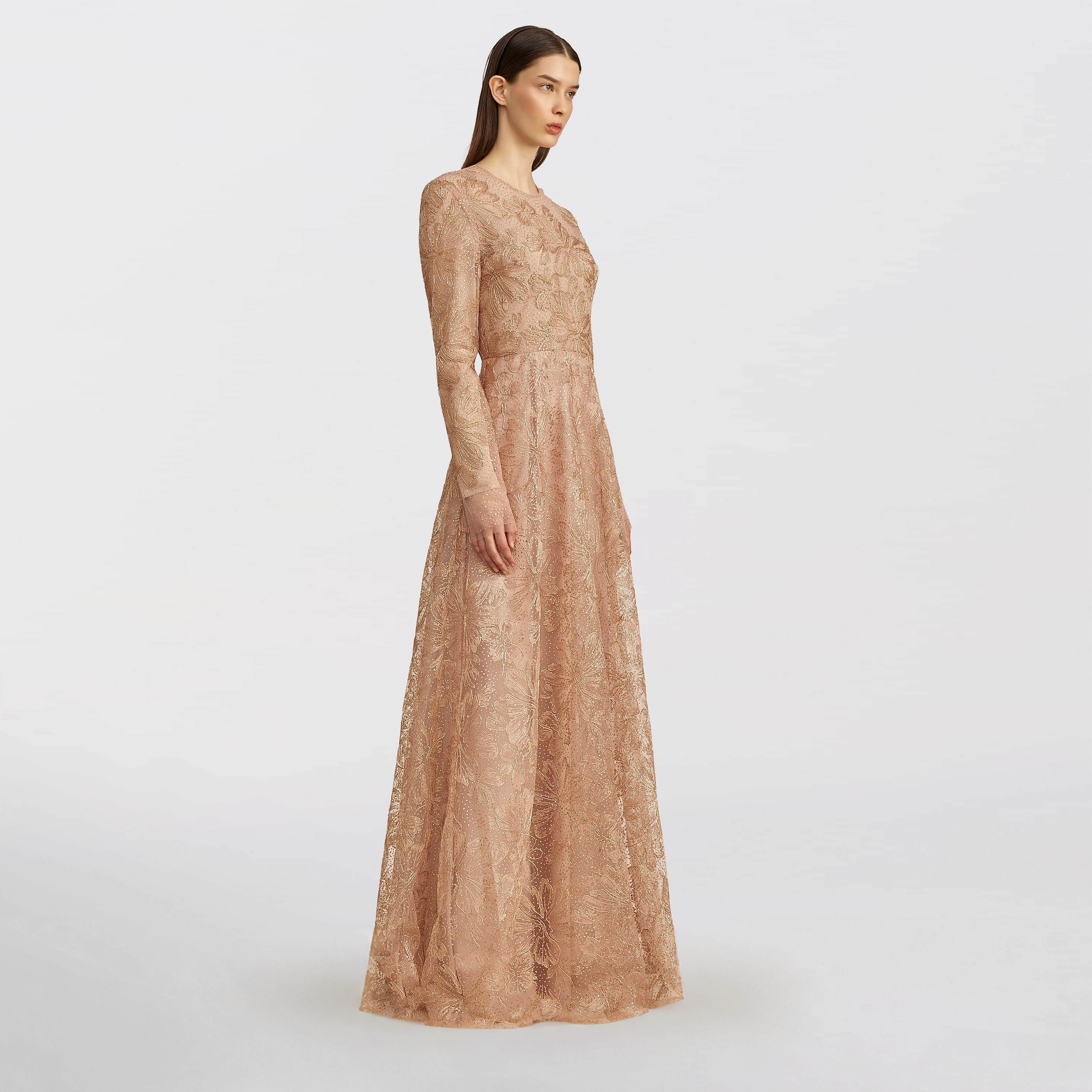 Dotted Lurex Embroidered Dress, Poudre