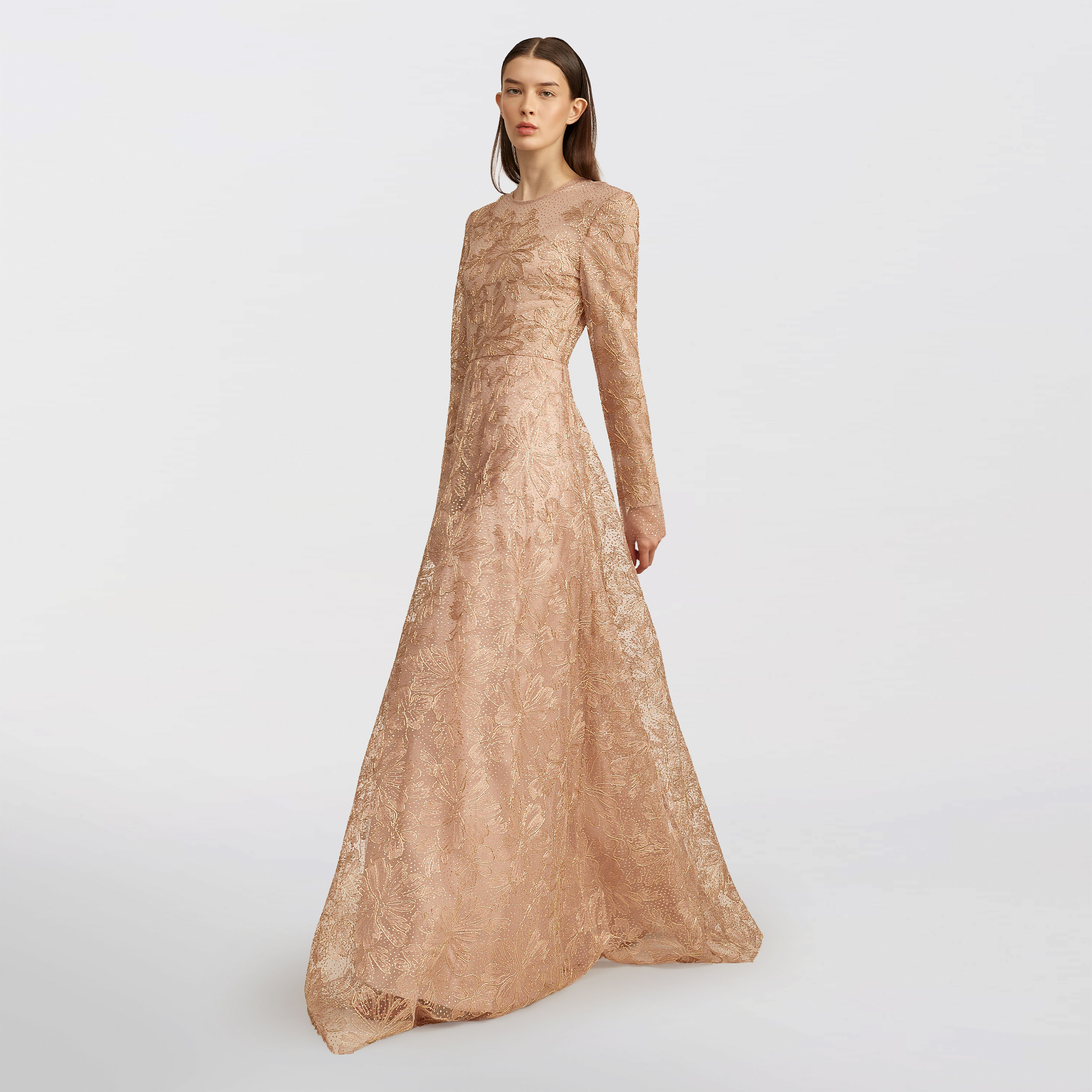 Dotted Lurex Embroidered Dress, Poudre